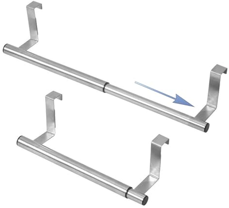 Geschirrtuchhalter,2 PCS Handtuchhalter Küche,Ausziehbar Handtuchregal Küchenschrank,23 cm,Rutschfester Handtuchhalter für Schrank und Schubladentüren (Silber)