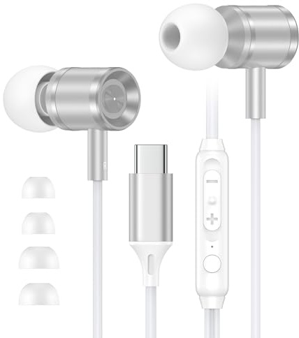 Vedfoad USB C Headphones Wired Earphones for iPhone 17 Air 16 15,USB C Earphones Wired In Ear Earbuds with Mic Volume Control Type c Headphones for Samsmung Galaxy S25 S24 S23 S22 A17 A16 A56 A55 A26