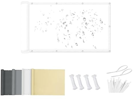 DSRDRFG Frangivisto Balcone per Protezione 5x9M Protezione UV (Personalizzabile) Antivento e Impermeabile Copri Ringhiera Balcone per Giardino Cortile, Pergola Terrazza con Fascetta, Bianco