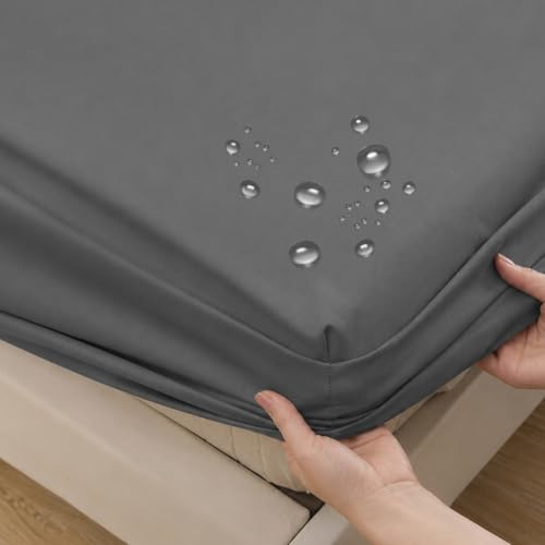 OFFCUP Matratzenschoner 180 X 200, Wasserdichter Spannbetttücher, Passgenauer Matratzenbezug mit Atmungsaktiv und Nässeschutz, Hochwertige Komfortabel Inkontinenzunterlage Waschbar, Grau