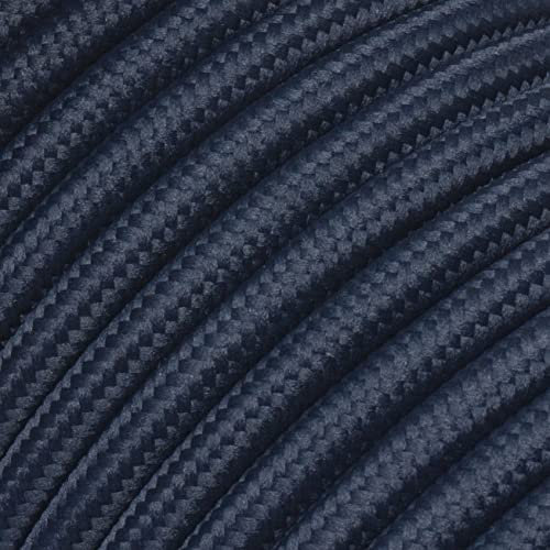 Textilkabel für Lampe, Stoffkabel 3-adrig (3x0,75mm²), Navy-Blau (Dunkelblau) - 3 Meter