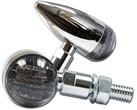 LED-Blinker Mini Bullet, Alu, chrom, getönt, E-geprüft