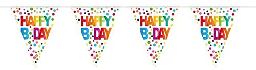 Festartikel Müller 10-m-Wimpelkette Happy Birthday aus Polyethylen hergestellt, Mehrfarbig, 800.543.00