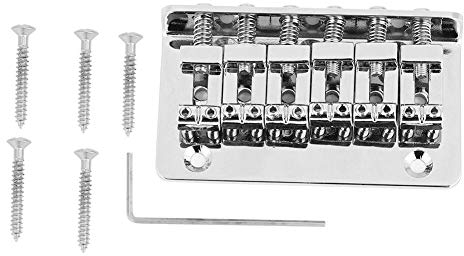 Gitarre Brücke, 6 String Metall Fixed Hardtail Saitenhalter Brücke Sattel mit 5 Stück Schrauben für E-Gitarre Bass