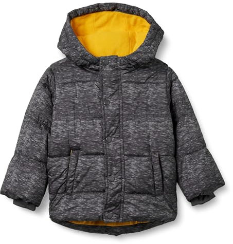 Amazon Essentials Jungen Schwere Pufferjacke mit Kapuze, Dunkelgrau Meliert, 8 Jahre