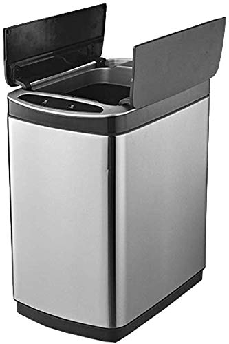 JLDN 20L / 5gallon sin tocarlo Cubo de Basura Automático, Cubo de Basura con Tapa Sensor de Movimiento Cubo De Reciclaje Inteligente Papelera Aislar el Olor,Silver