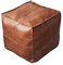 Fenteer PU- marokkanischen Pouf Cover Hassock Storage Ottoman Fußstütze Abdeckung Bohemian Home Decor Aufenthaltsraum Schlafzimmer, eckig braun