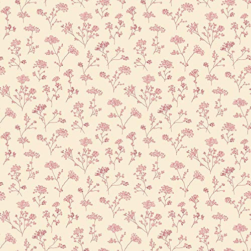 Galerie G67872 Miniatures 2 Cow Parsley Flower Design Wallpaper, Red/Cream, 10m x 53cm