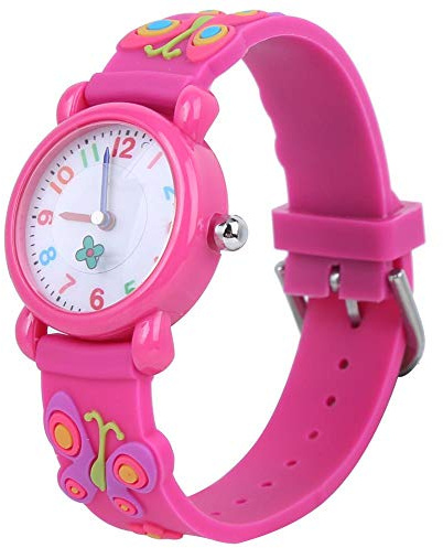 Zerodis Kinder Cartoon Armbanduhr - Niedliche Exquisite Muster Wasserdichte Silikonuhr für Kleinkind Mädchen 3-12 Jahre alt (Rosenrot)