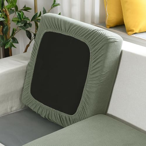 SYLC Sofa Sitzkissenbezug Stretch Sitzkissenschutz Elastischer Kissenbezüge, Husse Überzug Bezug Für Sofa Sitzkissen, rutschfest Stoff Tartan (Grün,Rückenkissen)