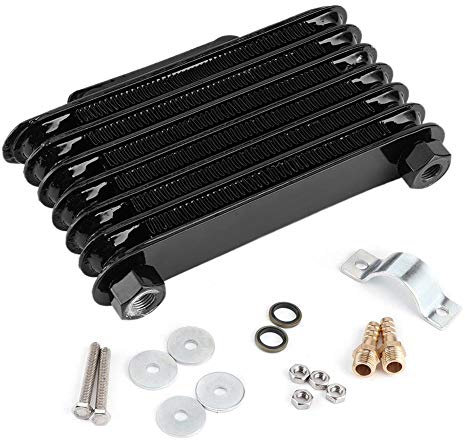 Qiilu Oil Cooler Universal Refroidisseur d'huile Moteur, radiateur de Refroidissement Universel pour Refroidisseur d'huile Moteur à 7 rangées pour Moto Dirt Bike ATV