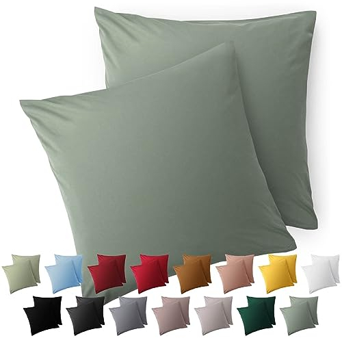 Blumtal Fundas de Almohada 50x50 cm (Juego de 2) - Fundas de cojín de Microfibra para sofá con Cremallera, Extra Suaves y Lavables, Certificado Oeko-Tex - Verde
