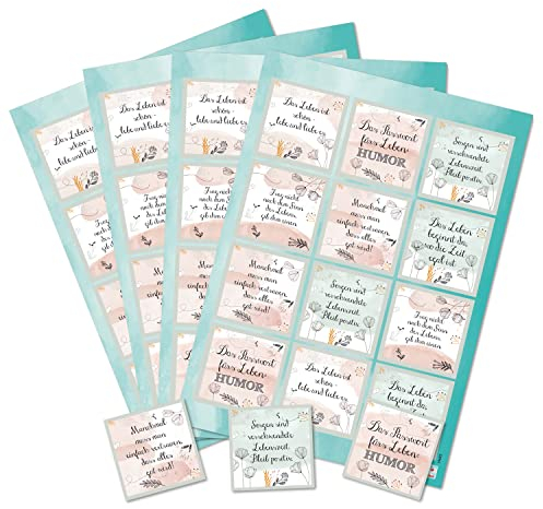 Logbuch-Verlag 48 Sprüche Sticker Liebe Worte für alle Anlässe 6 x 6 cm Geschenkaufkleber rosa weiß grün Geburtstag