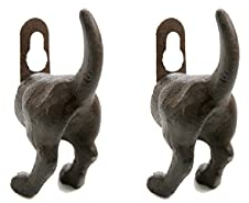 LB H&F Lilienburg 2 x Garderobenhaken Hund Haken Schlüssel Garderobe Wandgarderobe Metall Nostalgie massiv geschmiedete schwere Qualität