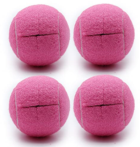 Magicorange Lot de 4 balles de tennis prédécoupées pour pieds de meubles et protection du sol, revêtement en feutre résistant et durable (rose)