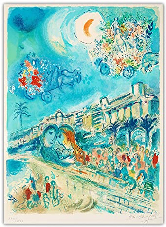 Célèbre oeuvre d'art affiche impression Marc Chagall, carnaval des fleurs, toile peinture photo mur fond décoration de la maison 50x70 cm sans cadre