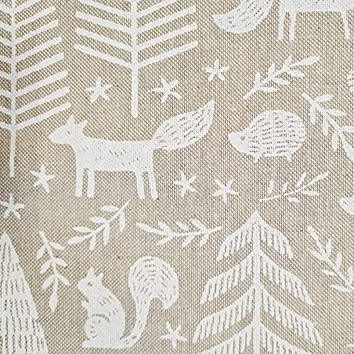 Stoff Meterware Baumwolle natur Igel Fuchs Eichhörnchen Wald weiß Bäume Tanne herbstlich pflegeleicht Dekostoff Vorhangstoff Leinenoptik Meterpreis