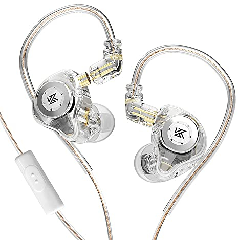 senleeor KZ EDX PRO, 10mm Dual Magnetic Dynamic Driver Stereo Bass Earbuds KZ in Ear Earphones IEM Ergonomic Comfortable Headset (with Mic, Clear)