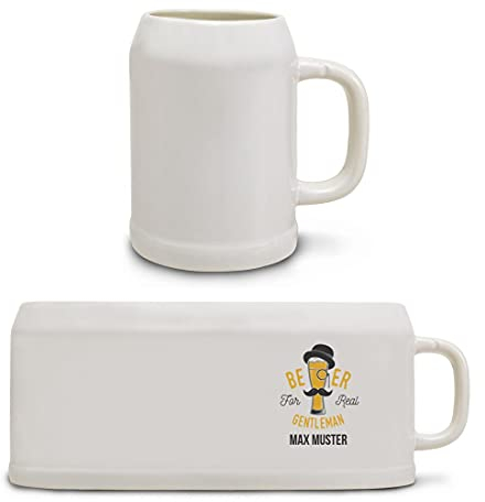 Manutextur Bierkrug mit Namen - personalisiert - Motiv Beer for real Gentleman - viele Motive - Bierkrug - Größe 18x8,4 cm - persönliches Geschenk mit Wunsch-Motiv und Wunsch-Name