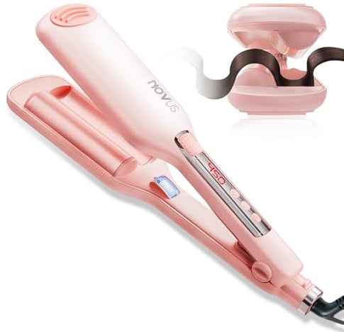 Wave Curling Iron Anti-Scald Hair Waver, 2 Barrel Ionic Wavy Hair Crimper for Women, 1.1in/28MM Rapid Heating Curling Wand, Curling Iron Culer with Wide Deep Waves