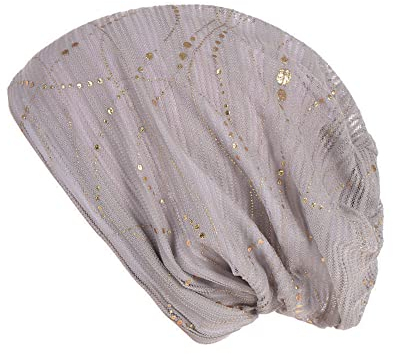 DAZISEN Frauen Baumwoll Turban Chemo Mütze – Weicher Bedruckter Kopfbedeckung Schlafmütze für Mädchen und Damen Krebs Alopezie Haarausfall Hut, Grau