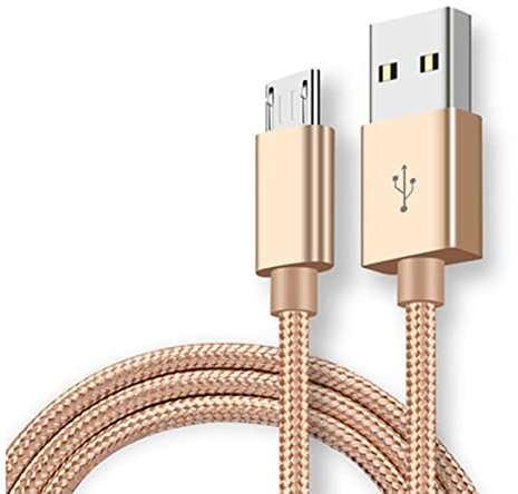 Micro USB Cable, Nylon Braided Android Charger Fast USB Charging Cable Compatible with Samsung Galaxy S7/S5/J3/J5/J7, Huawei, HTC, LG, Kindle, Nexus, Nokia and More- Gold (2M)