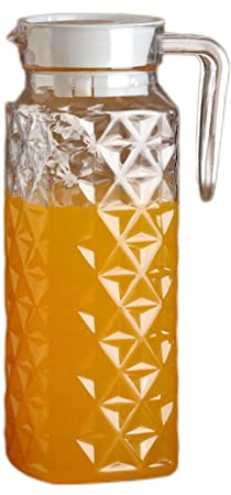 Carafe à Jus en Acrylique Acrylique Pichet losange Motif Boisson Cruche Liquide Pour Vin Limonade Froid Chaud Boissons Ménage Rassemblement Pique-Nique(transparent)