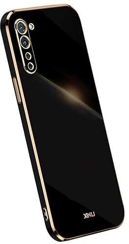 Topme Silikonhülle für Oppo Find X2 Lite (6.4 Inches), [handyhülle im Goldrand-Stil] - Schwarz