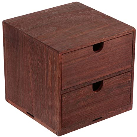 Cabilock Retro Drawer Style Storage Box Wooden Desktop Storage Organiser En Box for Office Home