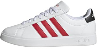 adidas Men's Grand Court 2.0 Sneaker, Ftwr White Better Scarlet Core Black, 9 UK