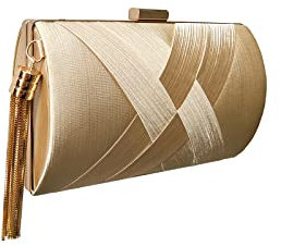CORIOS Damen Clutch Tasche Abendtasche Fransen Kettentasche Tasche Luxurious Klein Umhängetasche Elegante Schultertasche Hochzeit Wedding Prom Party Handtasch Champagner