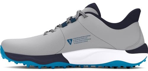 Under Armour Men's Drive Pro Spikeless Wide Golf Shoe, (101) Mod Gray/Capri/Midnight Navy, 10.5 Wide
