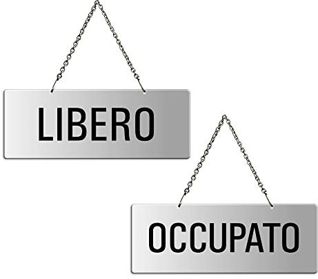 Cartello Libero - Occupato in allumino | con catenella | 175x65 mm | 31229-E