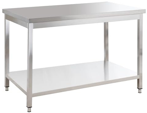 GastroHero Edelstahl Arbeitstisch I Arbeitstisch 120x70 cm mit Grundboden I ohne Aufkantung I Edelstahltisch für Gastronomie I Gasto Tisch AISI 201