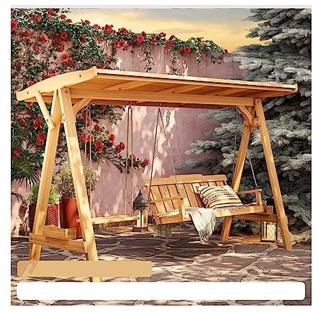 Veranda-Schaukel für 2–4 Personen Outdoor-Mehrpersonenschaukel, Outdoor-Schaukelstuhl for Erwachsene vom Boden bis zur Decke, 3-Personen-Hängestuhl aus Holz for den Innenhof Terrassenschaukel für Hof,