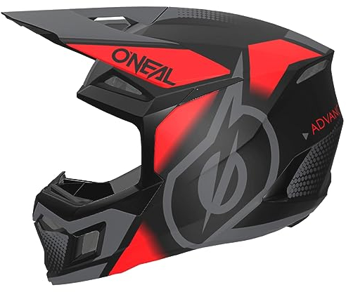 O'NEAL | Motocross-Helm | MX Enduro | ABS-Schale, Lüftungsöffnungen für optimale Kühlung | 3SRS Helmet VISION V.24 | Erwachsene | Schwarz Rot Grau | Größe M