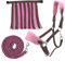 PFIFF 103103 Halfter-Set „Sunny“, 3-teiliges Set aus Halfter, Strick und Fliegenfransen, individuell anpassbar, Braun-Pink, Full