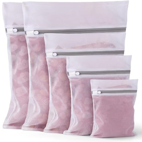 OKAKA 5Pcs Delicates Mesh Laundry Bags, Washing Machine Wash Bags,Lingerie Laundry Bags for Delicates Clothes, Hosiery, Underwear, Bed linen - 5 Size