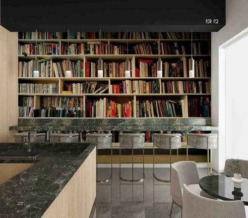 Fototapete 3D Effekt 3D-Bücherregal Tapeten Wandtapete Moderne Wanddeko Design Wand Dekoration Wohnzimmer Schlafzimmer Büro Flur,396 * 280cm