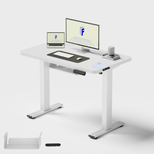 FLEXISPOT Escritorio Elevable 100x60, Tablero Monobloque | Estructura de Acero Estable, 4 Memorias, Altura Ajustable, Detección de Obstáculos, 5 Años de Garantía para el Marco, Blanco