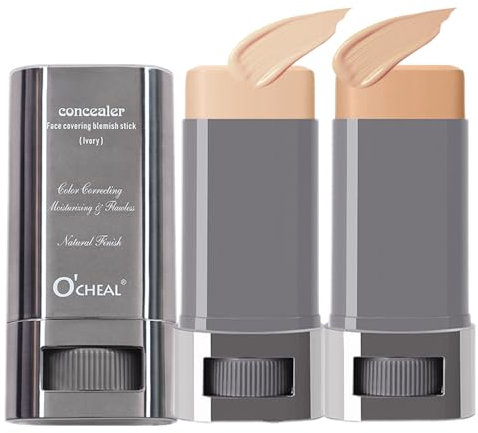 Foundation Stick, Full Coverage Concealer Foundation Ivory & Natural Beige Multi-Use Makeup Stick Corrector Concealer Hides Redness And Dark Spots with Buildable Coverage for All Skin Types