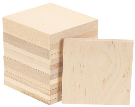 PATIKIL 3x3 Pulgada Madera Cuadrados, 15 Paquete Sin Terminar En Blanco Madera Piezas Madera Ruptura Tablero para Manualidades Bricolaje Proyectos Grabado Foto Bloques