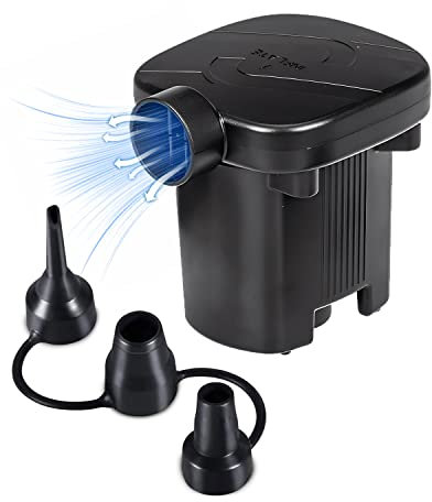 Electric Air Pump for Inflatables, 240V AC/12V DC (Home/Car) Electric Air Pump 3 Nozzles Quick Inflate Paddling pools Pump for Air bed, Blow up Bed Pump for Camping Sports, Kids Paddling Pools & Toys