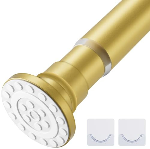 XIQIYY Goldene Duschvorhangstange, 71,1 - 121,9 cm, rostfrei, verstellbare Spannung, Gardinenstange für Fenster, Feder, kleine Duschstange, rutschfest, Edelstahl