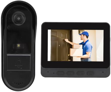 Annadue Drahtlose Türklingel Videokamera, 1080P 8MP Video Türklingelkamera mit 170 Grad Weitwinkel, IP66 Wasserdicht, 2 Wege Talk, Kabellose Nachtsicht, 1 Türklingelkamera für Zuhause