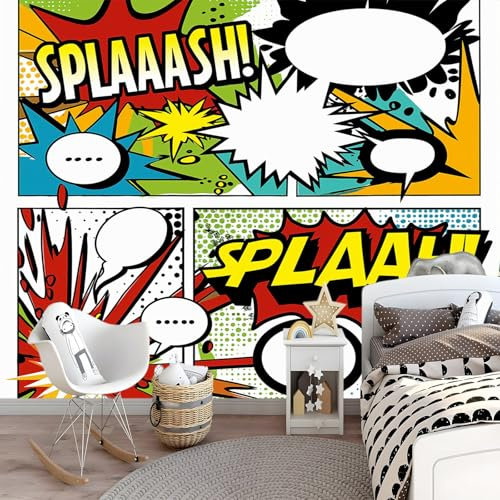 Photo Wallpaper 350 x 256 cm Non-Woven Premium Art Print Yellow Fleece Wall Mural Decoration Poster Picture Design Cartoon Book Pages