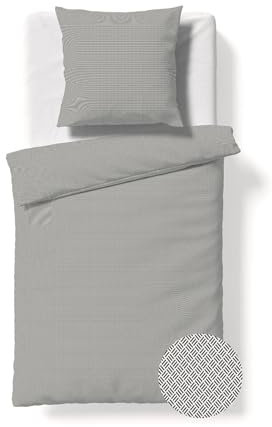 fleuresse gewebte Edelflanell Bettwäsche Lech Turnhout grau, 1 Bettbezug 135 x 200 cm + 1 Kissenbezug 80 x 80 cm
