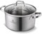 WAGENSTEIGER Olla de acero inoxidable de 5.62 cuartos de galón con tapa de vidrio templado, construcción de 3 capas, asas ergonómicas, para todas las cocinas