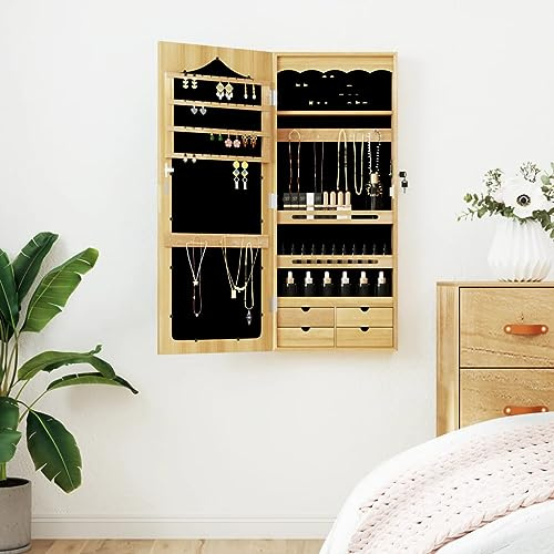 Kangmusi Schmuckschrank mit Spiegel Wandmontage 37,5x10x90 cm, kangmusi353225