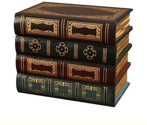 Gettimore False Book Box, Retro Simulation Book Storage Box, Vintage Storage Book, Decorative Wooden Faux Book Props, for Office Study Home Decor(A)